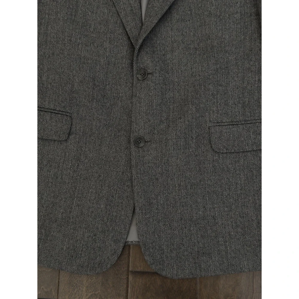 Meeting Street Sport Coat 44R Gray Herringbone Tweed 100% Lambwool Blazer Jacket